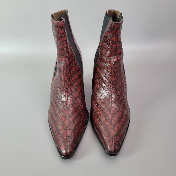 RAYE x House of Harlow 1960 Nick Croc Leather Point Cowboy Block Bootie Boot 7.5 - Picture 3 of 8